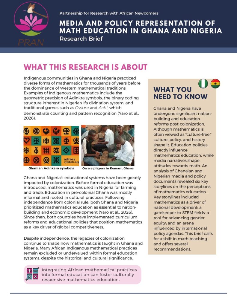thumbnail of Media and Policy Representation of Math education in Ghana and Nigeria