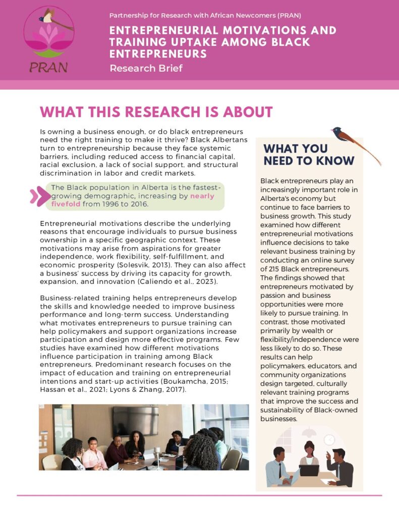 thumbnail of Entrepreneurial Motivations and Training Uptake Among Black Entrepreneurs